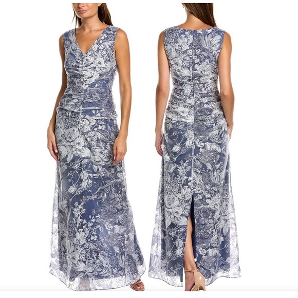 J S COLLECTIONS MADISON V NECK COLUMN FORMAL GOWN - Picture 3 of 15